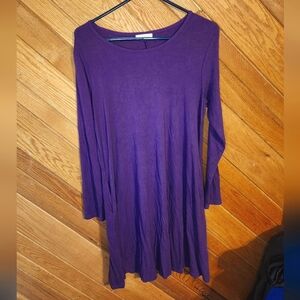 Weintee True Purple Long Sleeved A Line Knee Length Dress Size Large